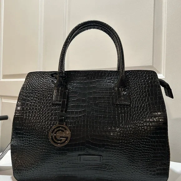 Black Croc-Embossed Handbag - Picture 3 of 11